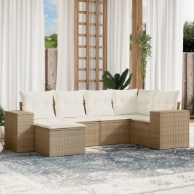 Gartensofa-Set mit Kissen, 6-teilig, beiges synthetisches Rattan von , Gartensets - Ref: Foro24-3222857, Preis: 521,99 €, Rab...