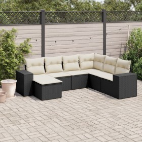 7-teiliges Garten-Essset und schwarze Kissen aus synthetischem Rattan von , Gartensets - Ref: Foro24-3222895, Preis: 471,86 €...