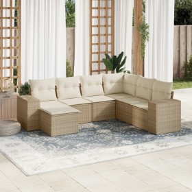 7-piece garden sofa set and beige synthetic rattan cushions by , Garden sets - Ref: Foro24-3222897, Price: 547,99 €, Discount: %