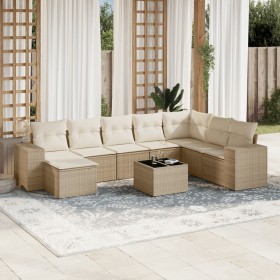 9-piece garden sofa set with beige synthetic rattan cushions by , Garden sets - Ref: Foro24-3222967, Price: 728,26 €, Discoun...