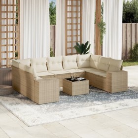 Gartensofa-Set mit beigen Kissen, 10-teilig, synthetisches Rattan von , Gartensets - Ref: Foro24-3223007, Preis: 787,24 €, Ra...