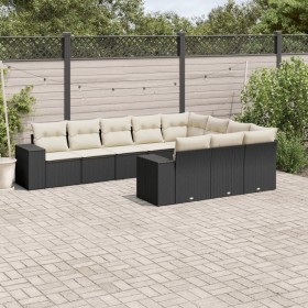 Gartensofa-Set 10-teilig mit schwarzen synthetischen Rattankissen von , Gartensets - Ref: Foro24-3223085, Preis: 667,77 €, Ra...