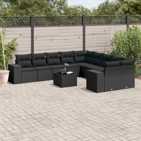 11-teiliges Gartensofa-Set und schwarze synthetische Rattankissen von , Gartensets - Ref: Foro24-3223114, Preis: 720,00 €, Ra...