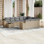 11-piece garden sofa set with beige synthetic rattan cushions by , Garden sets - Ref: Foro24-3223128, Price: 788,85 €, Discou...