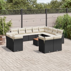 Garden sofa and cushion set 13 pieces black synthetic rattan by , Garden sets - Ref: Foro24-3223949, Price: 886,13 €, Discoun...