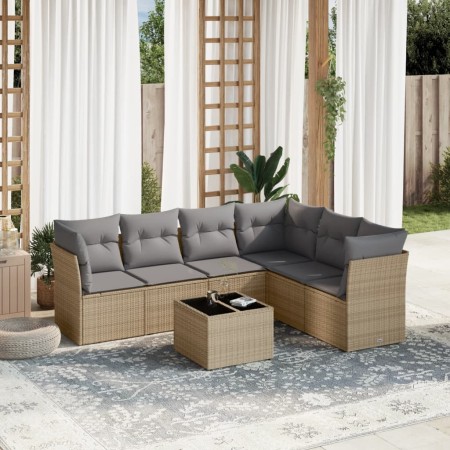 7-teiliges Gartensofa-Set und beige synthetische Rattankissen von , Gartensets - Ref: Foro24-3249528, Preis: 461,00 €, Rabatt: %