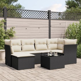 7-teiliges Garten-Essset und schwarze Kissen aus synthetischem Rattan von , Gartensets - Ref: Foro24-3249795, Preis: 431,99 €...