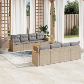 9-teiliges Gartensofa-Set mit beigen synthetischen Rattankissen von , Gartensets - Ref: Foro24-3258223, Preis: 640,45 €, Raba...