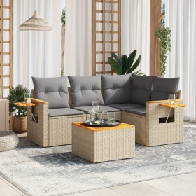 Garden sofa set with cushions 5 pieces beige synthetic rattan by , Garden sets - Ref: Foro24-3259182, Price: 376,02 €, Discou...