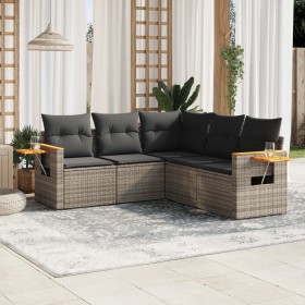 Gartensofa-Set mit Kissen, 5-teilig, graues synthetisches Rattan von , Gartensets - Ref: Foro24-3259204, Preis: 373,65 €, Rab...