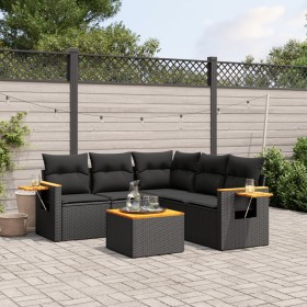 6-teiliges Gartensofa-Set und schwarze synthetische Rattankissen von , Gartensets - Ref: Foro24-3259206, Preis: 421,66 €, Rab...