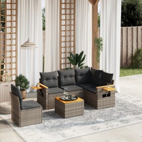 6-piece garden furniture set and gray synthetic rattan cushions by , Garden sets - Ref: Foro24-3259225, Price: 418,25 €, Disc...