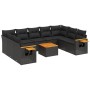 Gartensofa-Set 10-teilig mit schwarzen synthetischen Rattankissen von , Gartensets - Ref: Foro24-3259521, Preis: 673,75 €, Ra...