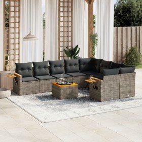 10-teilige Gartensofagarnitur mit grauen synthetischen Rattankissen von , Gartensets - Ref: Foro24-3259554, Preis: 629,99 €, ...