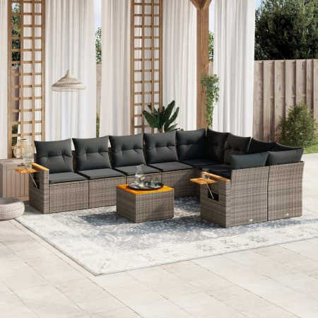 10-piece garden sofa set with gray synthetic rattan cushions by , Garden sets - Ref: Foro24-3259554, Price: 657,28 €, Discoun...