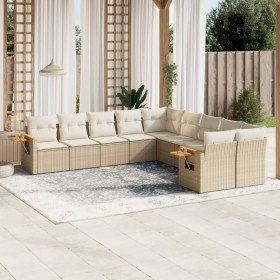 Gartensofa-Set mit beigen Kissen, 10-teilig, synthetisches Rattan von , Gartensets - Ref: Foro24-3259594, Preis: 722,59 €, Ra...