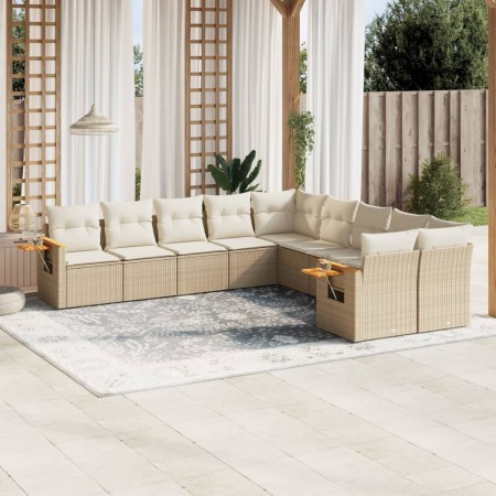 Gartensofa-Set mit beigen Kissen, 10-teilig, synthetisches Rattan von , Gartensets - Ref: Foro24-3259594, Preis: 725,49 €, Ra...