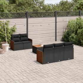 6-teiliges Gartensofa-Set und schwarze synthetische Rattankissen von , Gartensets - Ref: Foro24-3259864, Preis: 420,63 €, Rab...