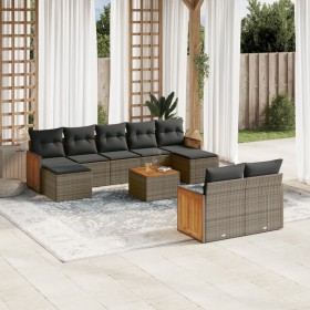 10-piece garden sofa set with gray synthetic rattan cushions by , Garden sets - Ref: Foro24-3260492, Price: 685,76 €, Discoun...