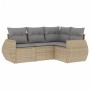 Gartensofa-Set mit Kissen, 4-teilig, beiges synthetisches Rattan von , Gartensets - Ref: Foro24-3253646, Preis: 325,99 €, Rab...