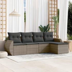 Gartensofa-Set mit Kissen, 5-teilig, graues synthetisches Rattan von , Gartensets - Ref: Foro24-3253627, Preis: 350,16 €, Rab...