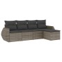 Gartensofa-Set mit Kissen, 5-teilig, graues synthetisches Rattan von , Gartensets - Ref: Foro24-3253627, Preis: 349,73 €, Rab...