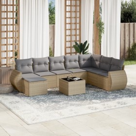 9-teiliges Gartensofa-Set mit beigen synthetischen Rattankissen von , Gartensets - Ref: Foro24-3254106, Preis: 611,43 €, Raba...