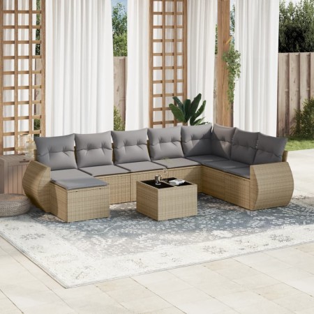 Set de sofás de jardín 9 pzas con cojines ratán sintético beige de , Conjuntos de jardín - Ref: Foro24-3254106, Precio: 611,4...