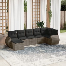 7-teiliges Gartensofa-Set mit grauen PE-Rattan-Kissen von , Gartensets - Ref: Foro24-3254017, Preis: 468,99 €, Rabatt: %