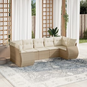 7-teiliges Gartensofa-Set und beige synthetische Rattankissen von , Gartensets - Ref: Foro24-3254125, Preis: 527,60 €, Rabatt: %