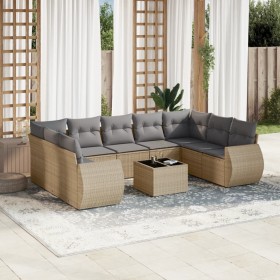 Gartensofa-Set mit beigen Kissen, 10-teilig, synthetisches Rattan von , Gartensets - Ref: Foro24-3254146, Preis: 757,36 €, Ra...