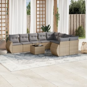 Gartensofa-Set mit beigen Kissen, 10-teilig, synthetisches Rattan von , Gartensets - Ref: Foro24-3254186, Preis: 742,27 €, Ra...