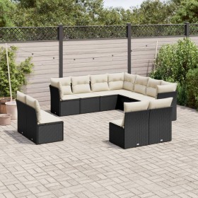 11-teiliges Gartensofa-Set und schwarze synthetische Rattankissen von , Gartensets - Ref: Foro24-3217816, Preis: 660,90 €, Ra...