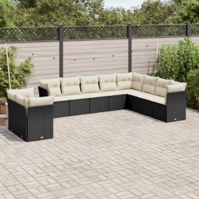 Gartensofa-Set 10-teilig mit schwarzen synthetischen Rattankissen von , Gartensets - Ref: Foro24-3217856, Preis: 656,11 €, Ra...