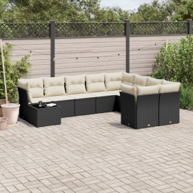 Gartensofa-Set 10-teilig mit schwarzen synthetischen Rattankissen von , Gartensets - Ref: Foro24-3218186, Preis: 616,58 €, Ra...