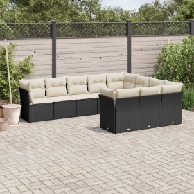 Gartensofa-Set 10-teilig mit schwarzen synthetischen Rattankissen von , Gartensets - Ref: Foro24-3218216, Preis: 662,15 €, Ra...