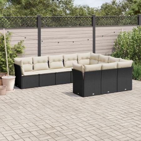 Set de sofás de jardín 10 pzas cojines ratán sintético negro de , Conjuntos de jardín - Ref: Foro24-3218216, Precio: 644,98 €...