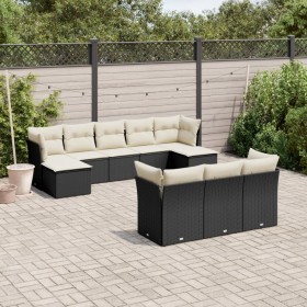 Set de sofás de jardín 10 pzas cojines ratán sintético negro de , Conjuntos de jardín - Ref: Foro24-3218326, Precio: 598,16 €...