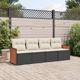 4-piece garden sofa set with black synthetic rattan cushions by , Garden sets - Ref: Foro24-3227449, Price: 267,99 €, Discoun...