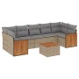 Gartensofa-Set mit beigen Kissen 8 Stück PE-Rattan von , Gartensets - Ref: Foro24-3227494, Preis: 583,74 €, Rabatt: %