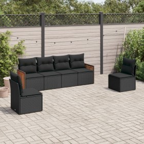 6-teiliges Gartensofa-Set und schwarze synthetische Rattankissen von , Gartensets - Ref: Foro24-3227539, Preis: 359,59 €, Rab...