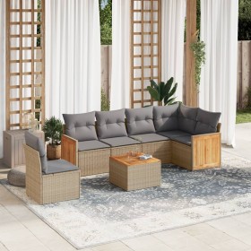 7-teiliges Gartensofa-Set und beige synthetische Rattankissen von , Gartensets - Ref: Foro24-3227704, Preis: 487,99 €, Rabatt: %