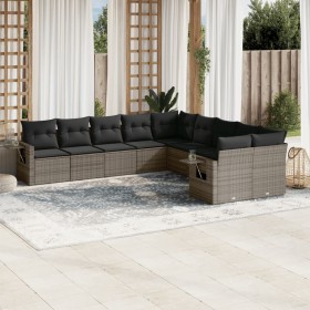 10-piece garden sofa set with gray synthetic rattan cushions by , Garden sets - Ref: Foro24-3220709, Price: 669,18 €, Discoun...