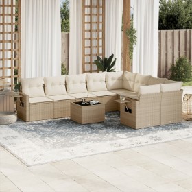 Gartensofa-Set mit beigen Kissen, 10-teilig, synthetisches Rattan von , Gartensets - Ref: Foro24-3220647, Preis: 752,99 €, Ra...