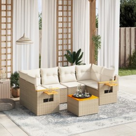 7-teiliges Gartensofa-Set und beigefarbene synthetische Rattankissen von , Gartensets - Ref: Foro24-3226639, Preis: 608,99 €,...