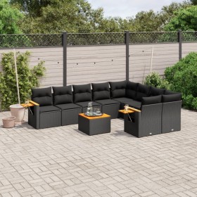 Garden sofa set 10 pieces with black synthetic rattan cushions by , Garden sets - Ref: Foro24-3227147, Price: 598,49 €, Disco...