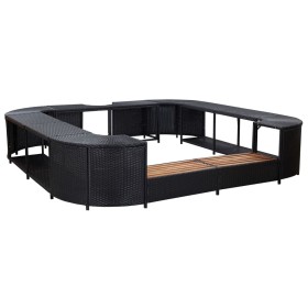 Borde cuadrado bañera hidromasaje ratán PE negro 268x268x55 cm de vidaXL, Accesorios para piscinas y spa - Ref: Foro24-46073,...