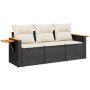 Garden sofa set with cushions 3 pieces black synthetic rattan by , Garden sets - Ref: Foro24-3226595, Price: 230,36 €, Discou...