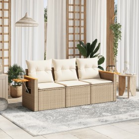 Garden sofa set with beige cushions 3 pieces PE rattan by , Garden sets - Ref: Foro24-3226597, Price: 328,90 €, Discount: %