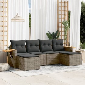 6-piece garden furniture set and gray synthetic rattan cushions by , Garden sets - Ref: Foro24-3227061, Price: 374,27 €, Disc...